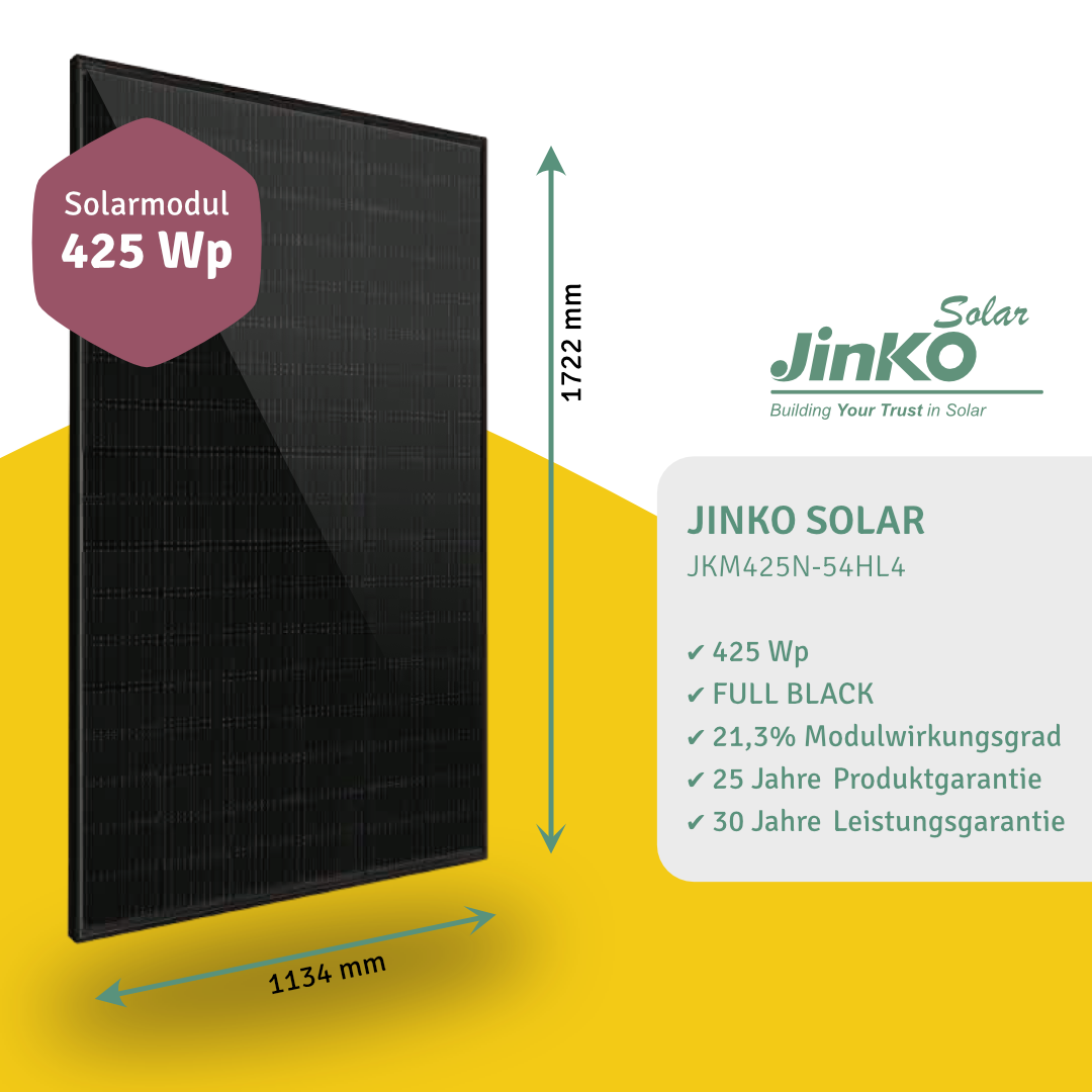 JINKOSOLAR 425Wp | Full Black,  JKM425N-54HL4-B