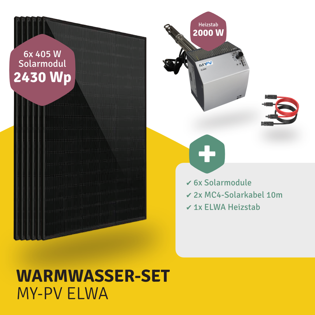 Photovoltaik WARMWASSER-SET | 6 Module, DC-ELWA MY-PV