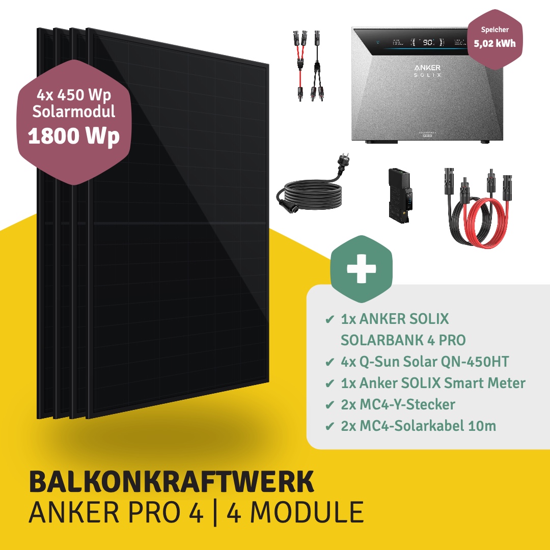Balkonkraftwerk PREMIUM ANKER PRO 4 | 4 Module