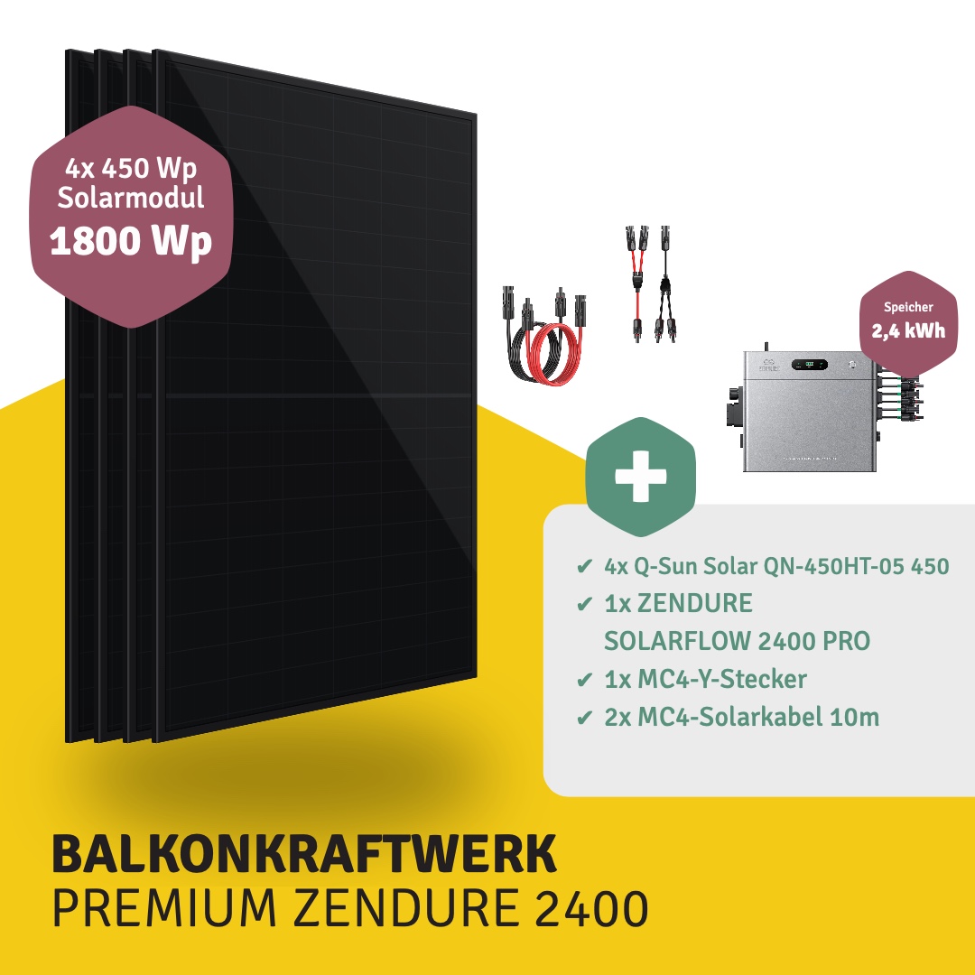 Balkonkraftwerk PREMIUM ZENDURE 2400 4 Module