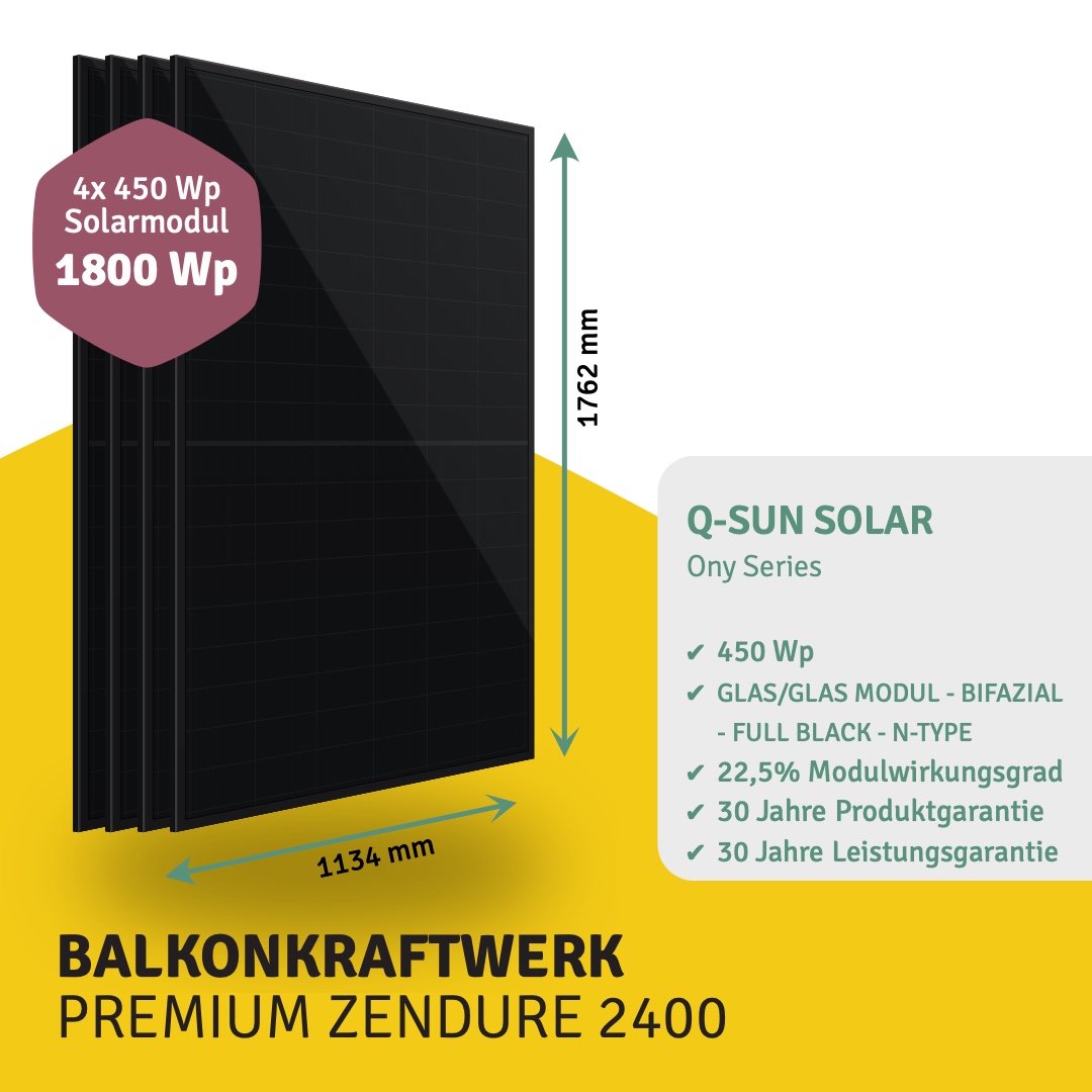 Balkonkraftwerk PREMIUM ZENDURE 2400 4 Module – Bild 3